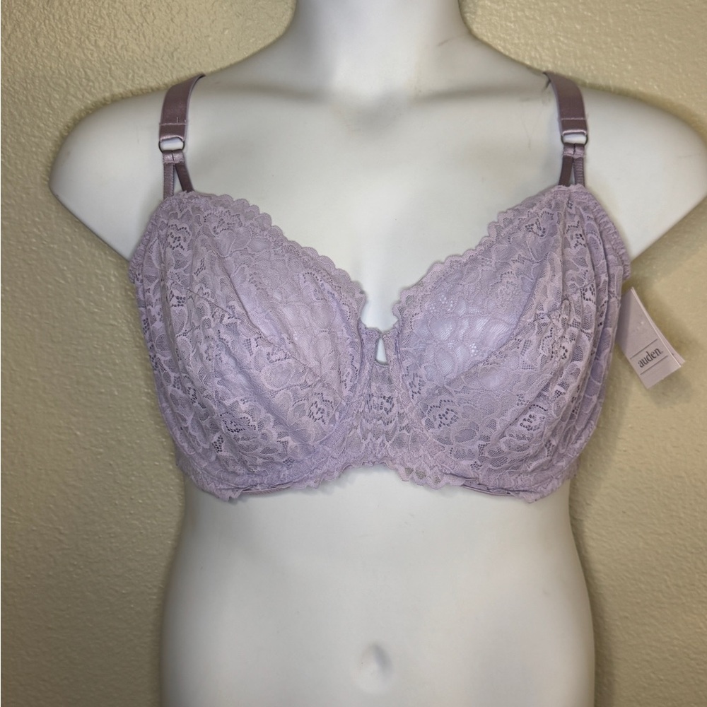 Auden Lace Unlined Comfort Wire Balconette Bra – 44D – Lavender – NWT